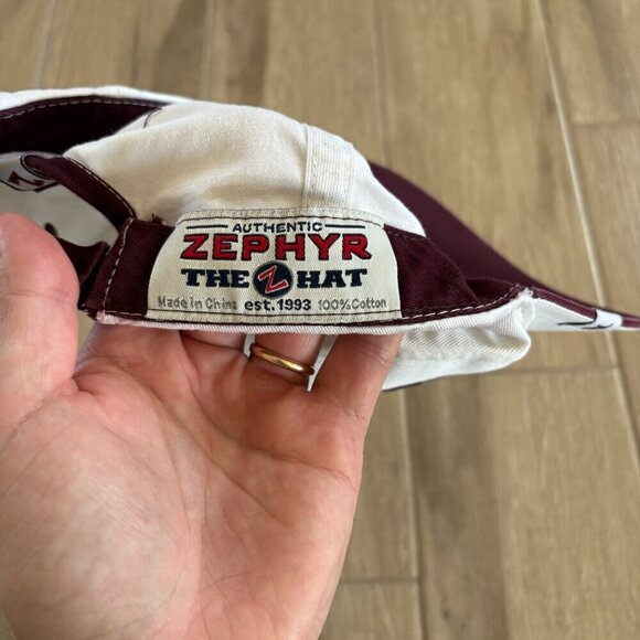 Zephyr Virginia Tech Hokies Adjustable Hat Unisex White Maroon College Sports - Picture 7 of 8